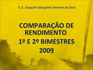 COMPARAÇÃO DE RENDIMENTO  1º E 2º BIMESTRES 2009 