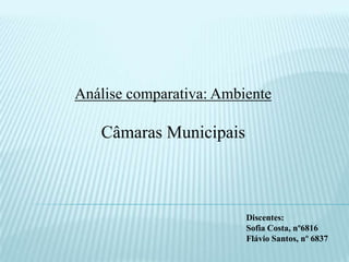 Análise comparativa: Ambiente  Câmaras Municipais Discentes: Sofia Costa, nº6816 Flávio Santos, nº 6837 