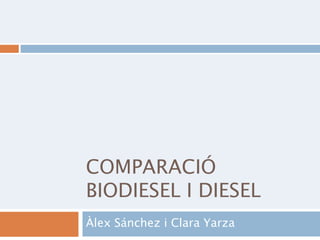 COMPARACIÓ
BIODIESEL I DIESEL
Àlex Sánchez i Clara Yarza
 