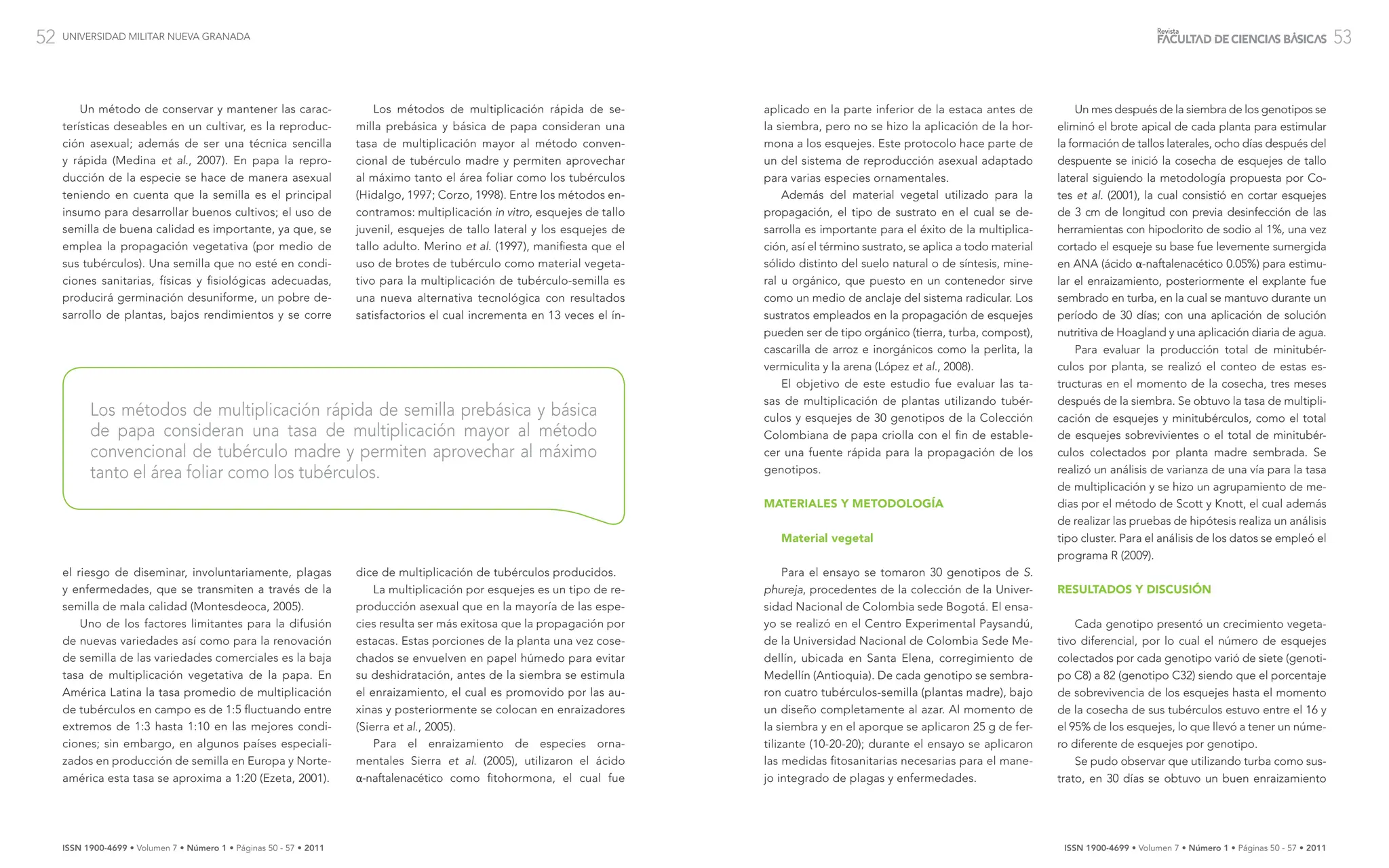 Comparación de la propagación por esquejes y minitubérculos de ...