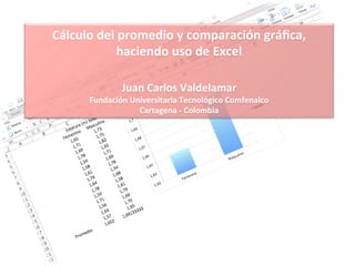 Cálculo	
  del	
  promedio	
  y	
  comparación	
  gráﬁca,	
  
                haciendo	
  uso	
  de	
  Excel	
  
                                    	
  
                                    	
  
                  Juan	
  Carlos	
  Valdelamar	
  
        Fundación	
  Universitaria	
  Tecnológico	
  Comfenalco	
  
                       Cartagena	
  -­‐	
  Colombia	
  
 
