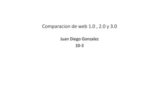 Comparacion de web 1.0 , 2.0 y 3.0
Juan Diego Gonzalez
10-3
 