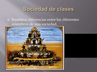  Establece diferencias entre los diferentes
miembros de una sociedad.
 
