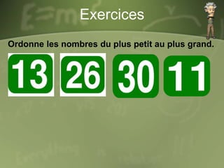 Exercices
Ordonne les nombres du plus petit au plus grand.