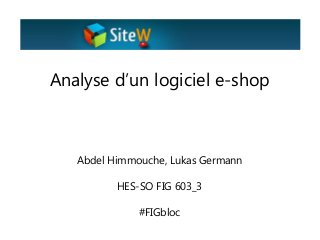 Analyse d’un logiciel e-shop

Abdel Himmouche, Lukas Germann
HES-SO FIG 603_3
#FIGbloc

 