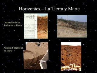Otras Características del SueloEstructura -  la forma que adquieren los agregados (peds) o “terrones”Conforman la estructura del suelo.  Puede ser migajosa, granular, prismática,Laminar, etc.Porosidad -  porcentaje total de “aire”,depende de estructura y textura. Macroporosidad – poros > 0.008 mmMicroporosidad – poros < 0.008 mm