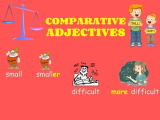 COMPARATIVE
ADJECTIVES
difficult more difficult
small smaller
 