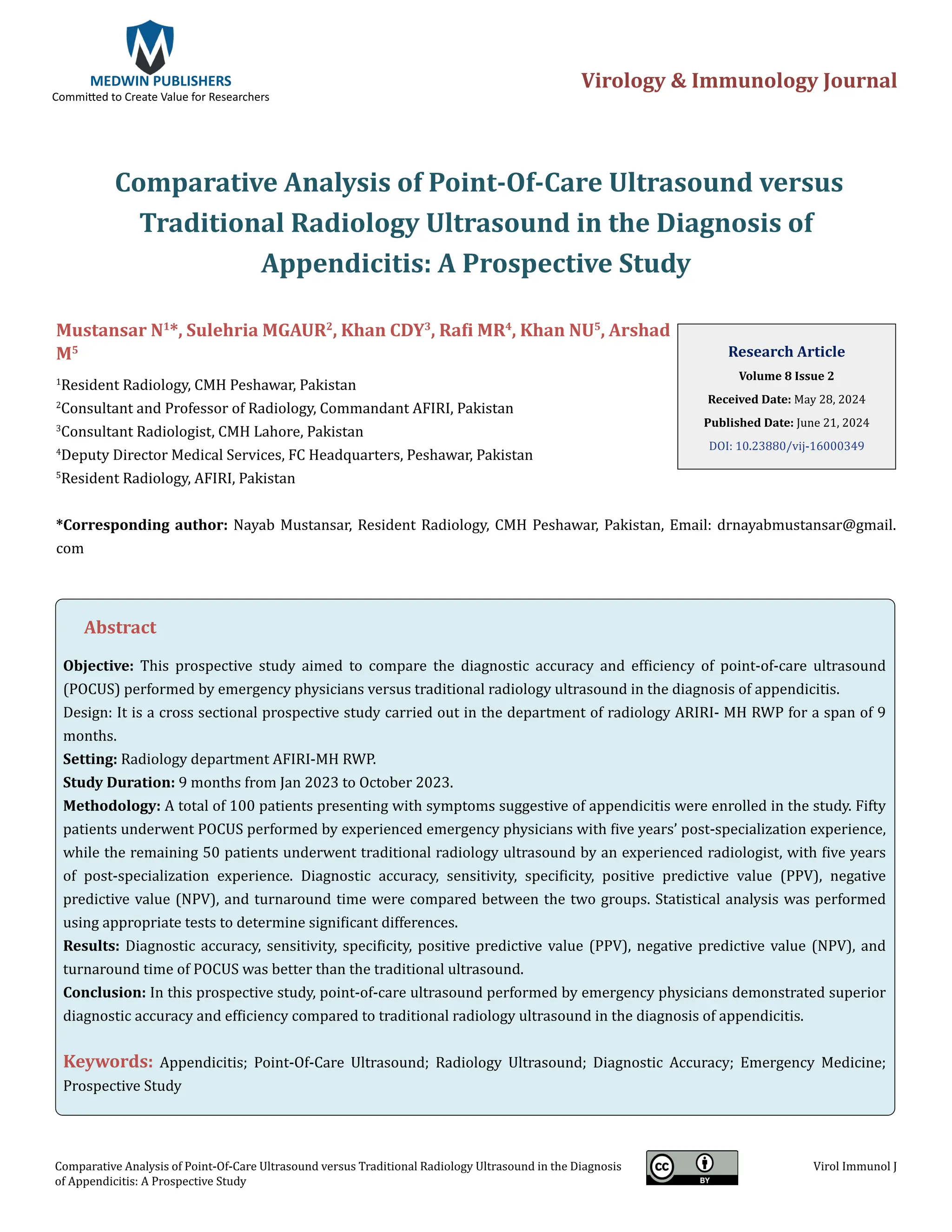 Comparative Analysis of Point-Of-Care Ultrasound versus Traditional ...