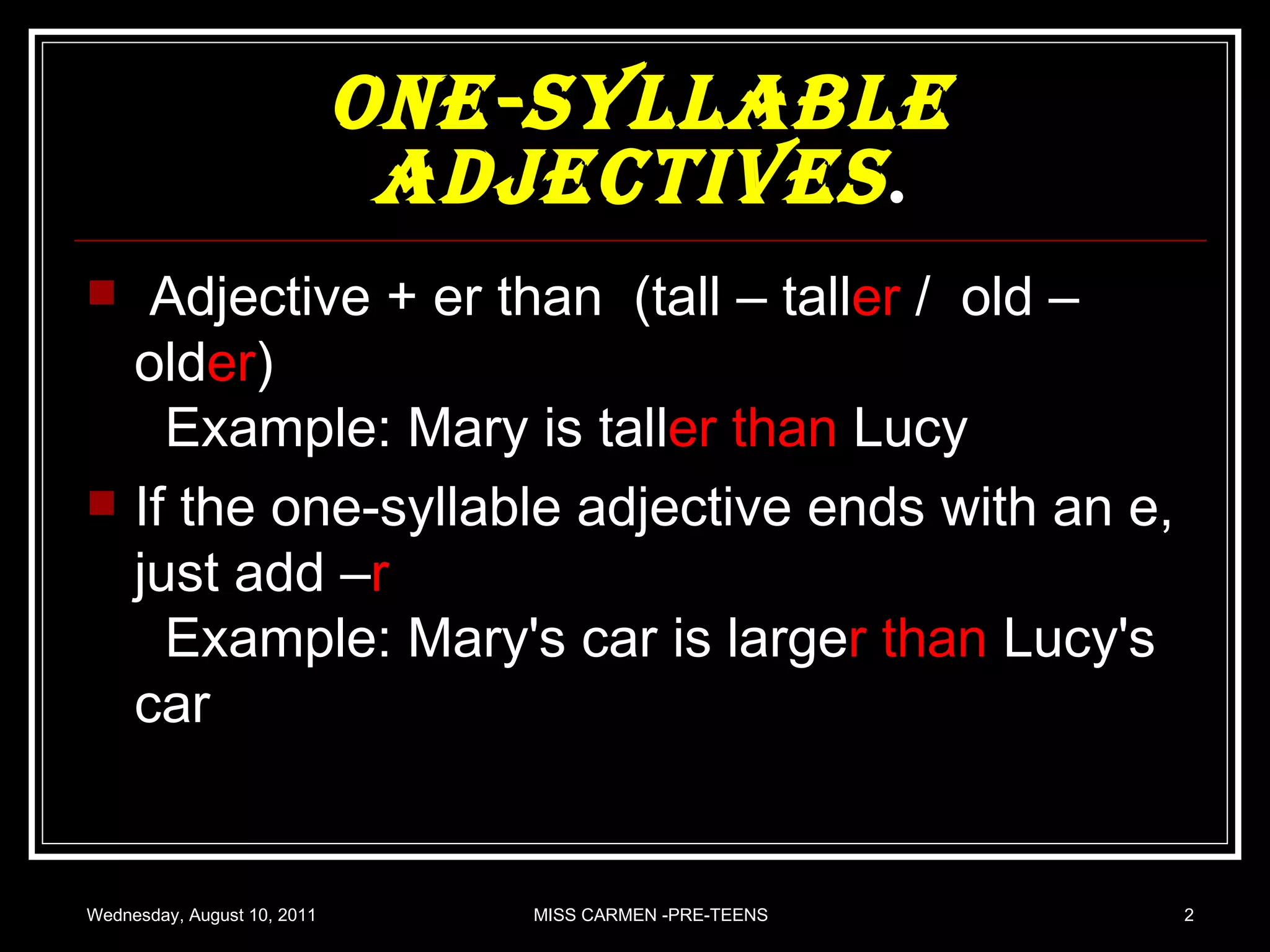 Comparative adjectives | PPT