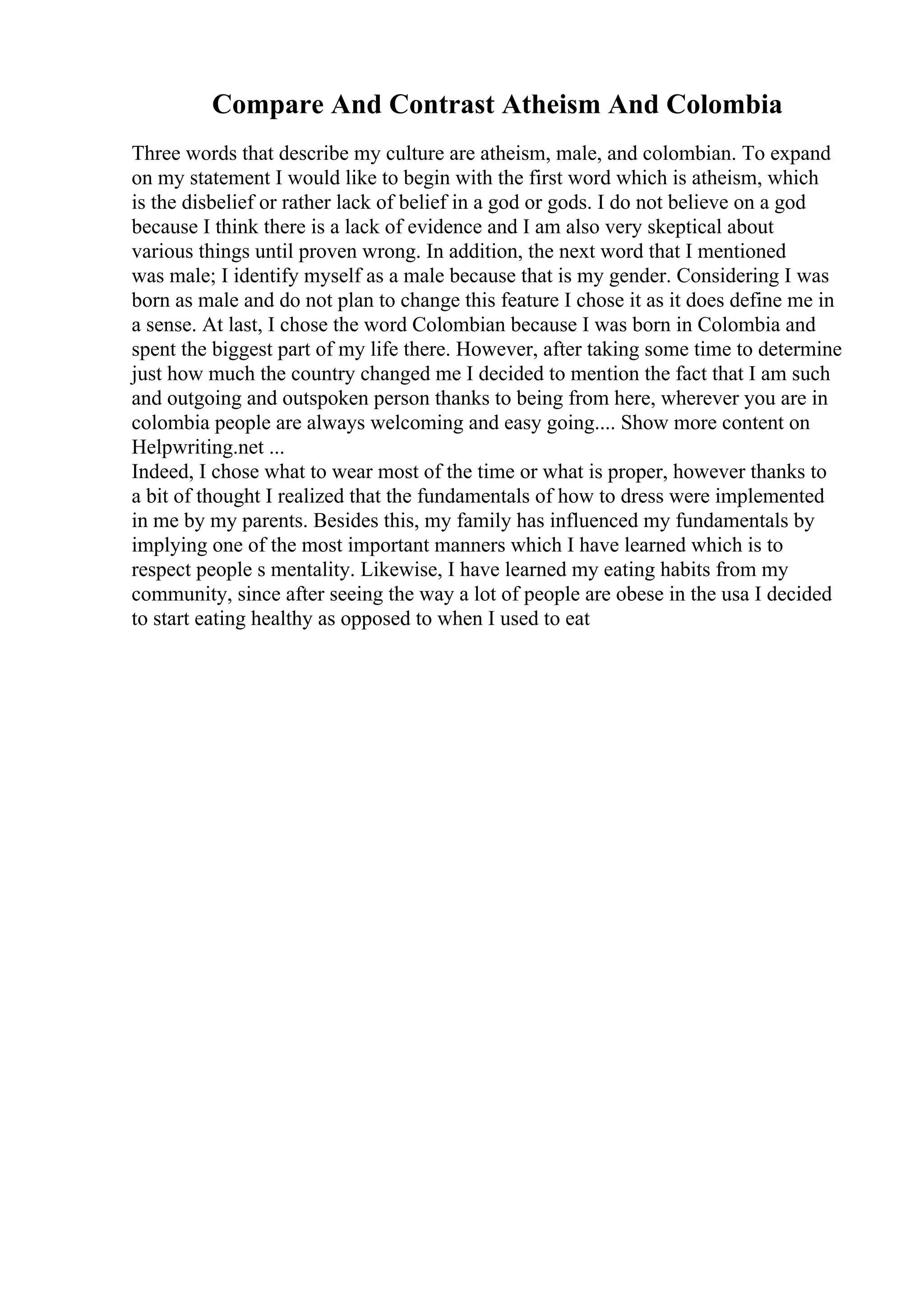 Comparative Analysis Essay Example | PDF