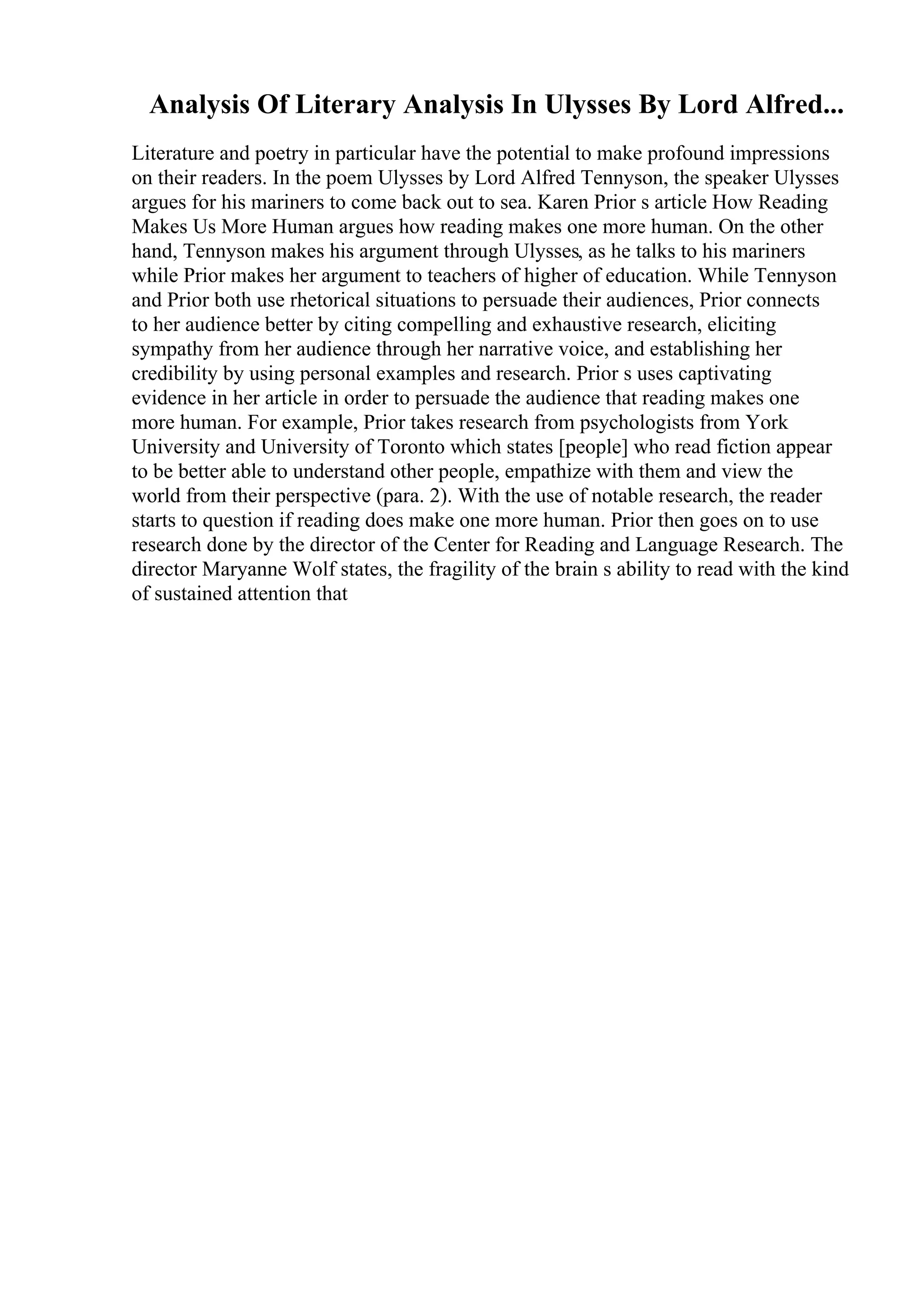 Comparative Analysis Essay Example | PDF