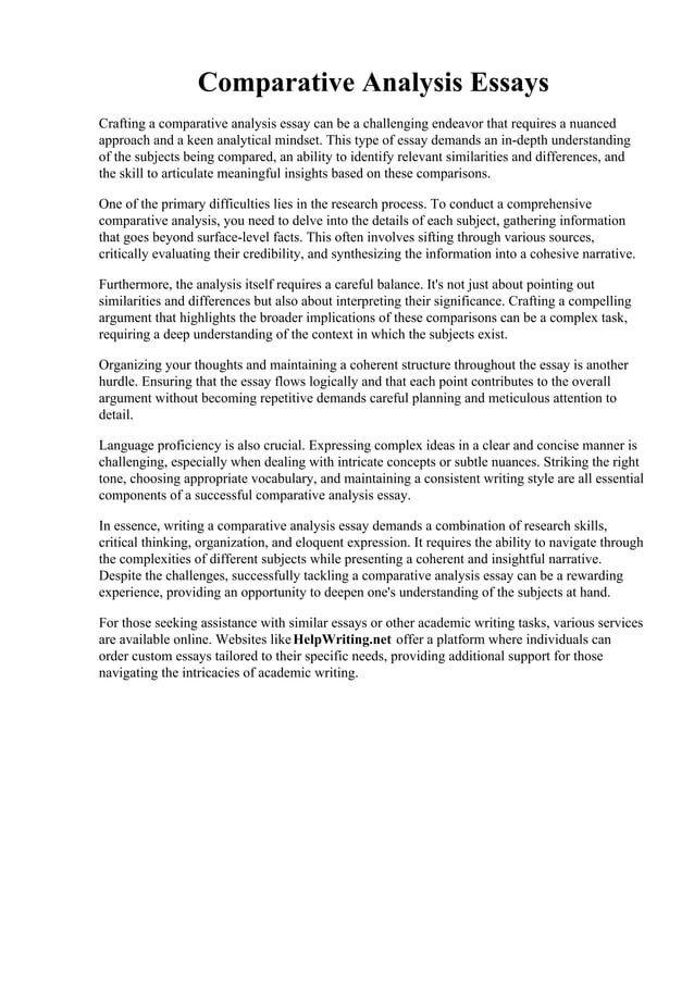 Comparative Analysis Essays. How to write a comparative analysis essay ...