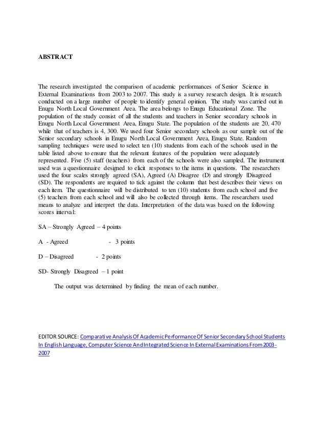 COMPARATIVE ANALYSIS OF ACADEMIC PERFORMANCE OF SENIOR SECONDARY SCHOOL ...