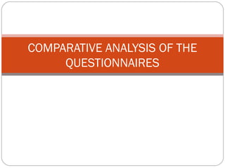 COMPARATIVE ANALYSIS OF THE
QUESTIONNAIRES
 