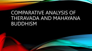 COMPARATIVE ANALYSIS OF
THERAVADA AND MAHAYANA
BUDDHISM
 