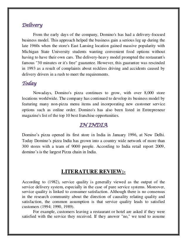 Literature review of comparative analysis of dominos and pizza hut image
