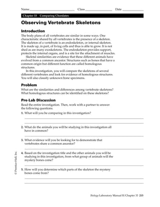 Comparative Anatomy Written Lab Bones | PDF