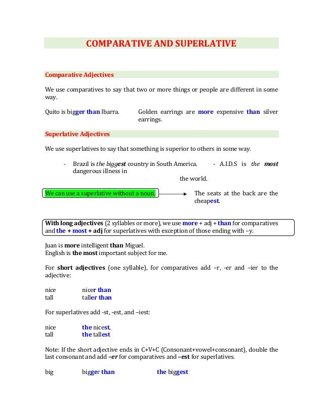 comparative and superlative