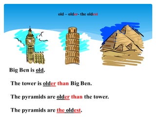 old – older- the oldest
 