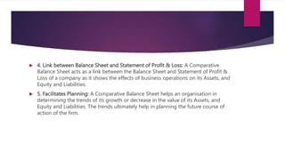  4. Link between Balance Sheet and Statement of Profit & Loss: A Comparative
Balance Sheet acts as a link between the Bal...