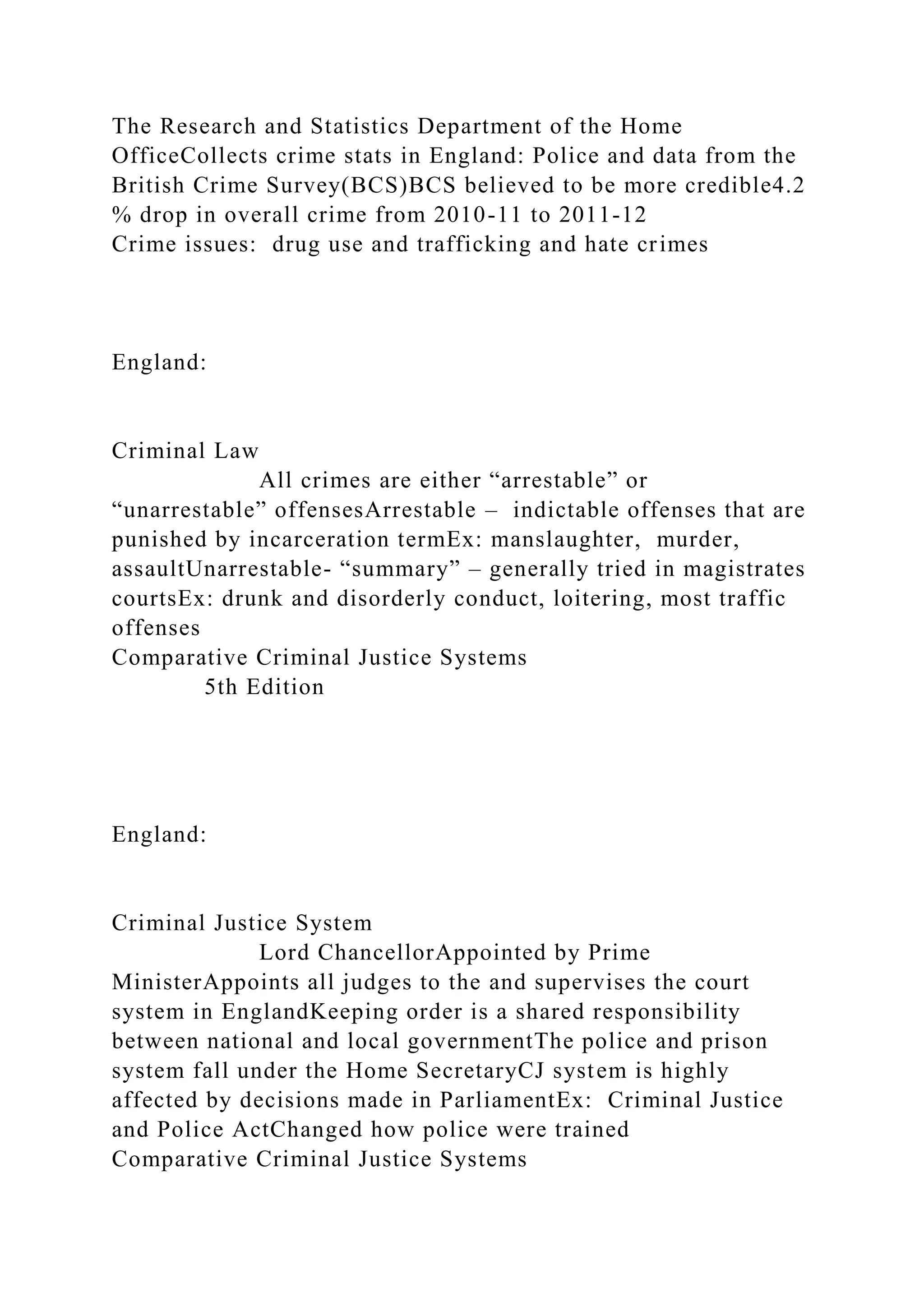 Comparative Criminal Justice .docx