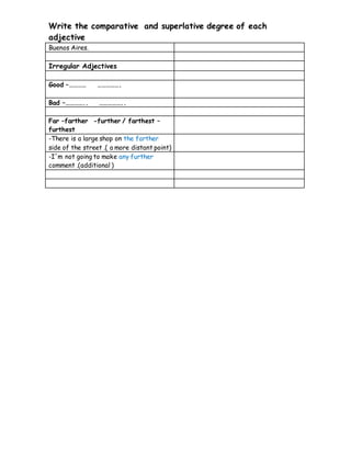 Comparative and Superlative Degree of Adjectives and adverbs | DOCX ...