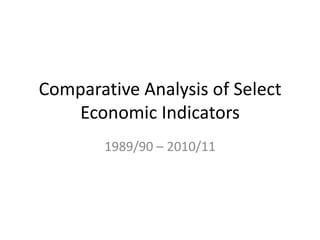 Comparative Analysis of Select
    Economic Indicators
        1989/90 – 2010/11
 