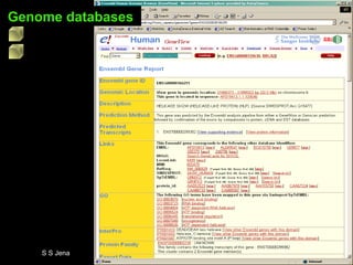 Ensembl
Genome databases
S S Jena
 
