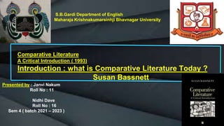 Introduction: what is comparative literature Today ? | PPTX