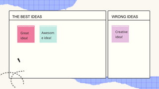 THE BEST IDEAS WRONG IDEAS
Great
idea!
Creative
idea!
Awesom
e idea!
 