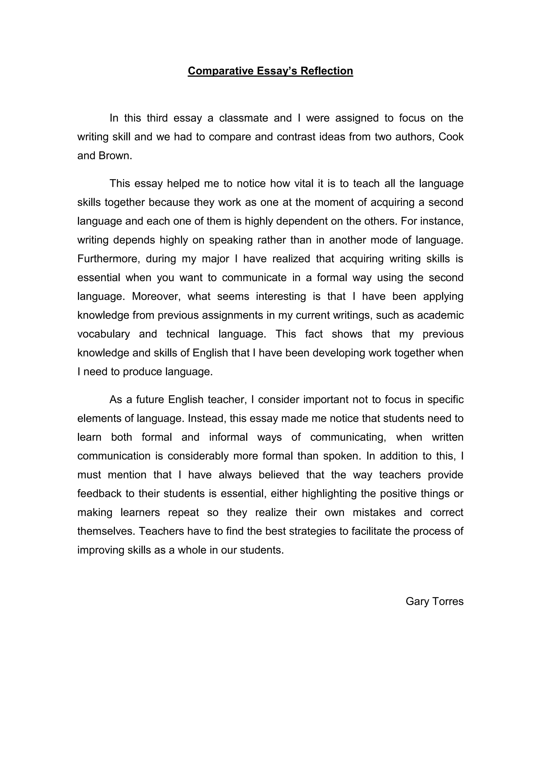 Comparative Essay Reflection | DOCX