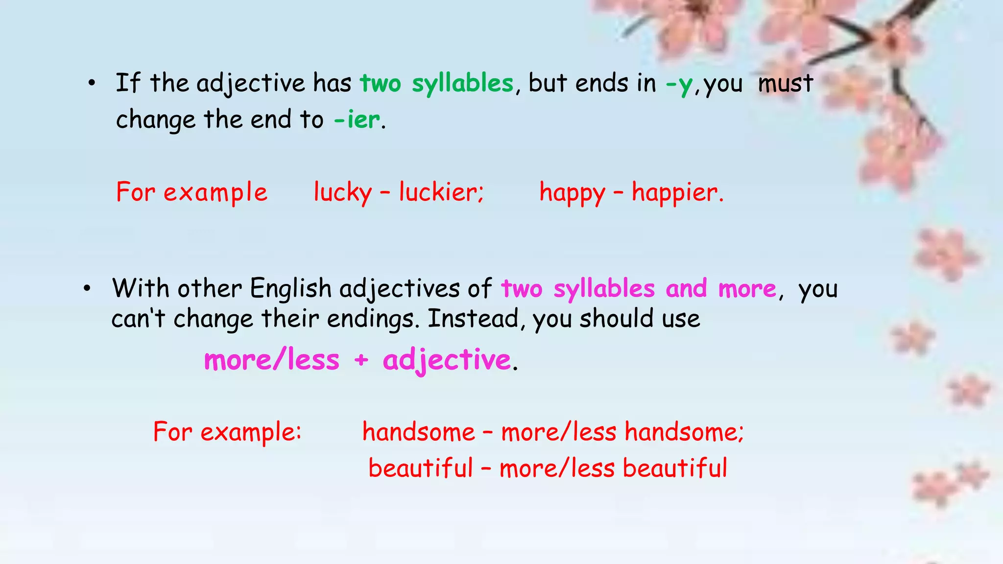 Comparative Ending Examples Comparatives | PPTX