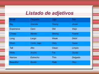 y el superlativo en  the  .......-es t. 