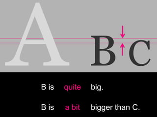 BC
B is   quite   big.

B is   a bit   bigger than C.
 