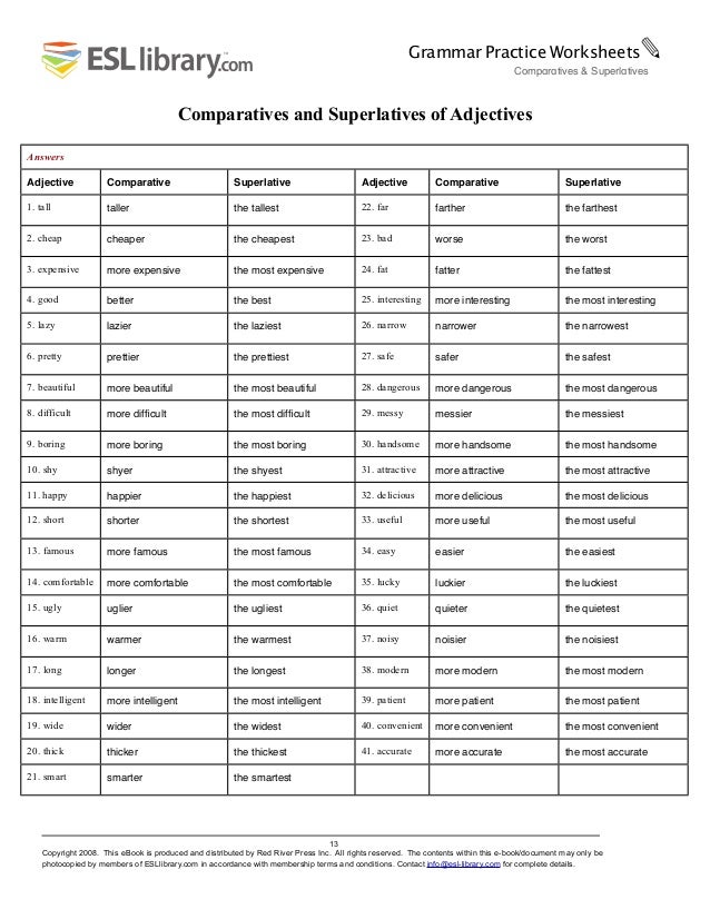 comparatives and superlatives