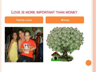 LOVE IS MORE IMPORTANT THAN MONEY
Family Love Money
 