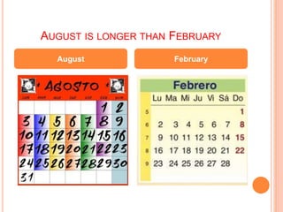 AUGUST IS LONGER THAN FEBRUARY
August February
 