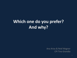 Which one do you prefer?
And why?
Ana Arias & Reid Wagner
CPI Tino Grandío
1
 
