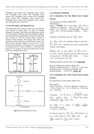 Comparative study of behaviour of cold formed steeland hot rolled steel ...