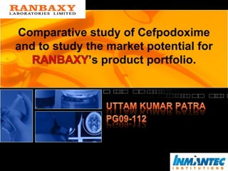Comparative study of Cefpodoxime
and to study the market potential for
’s product portfolio.
 