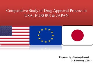Comparative Study of Drug Approval Process in
USA, EUROPE & JAPAN
Prepared by : Sandeep bansal
M.Pharmacy (DRA)
 