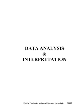DATA ANALYSIS
&
INTERPRETATION

(CMCA, Teerthanker Mahaveer University, Moradabad)

Page 63

 