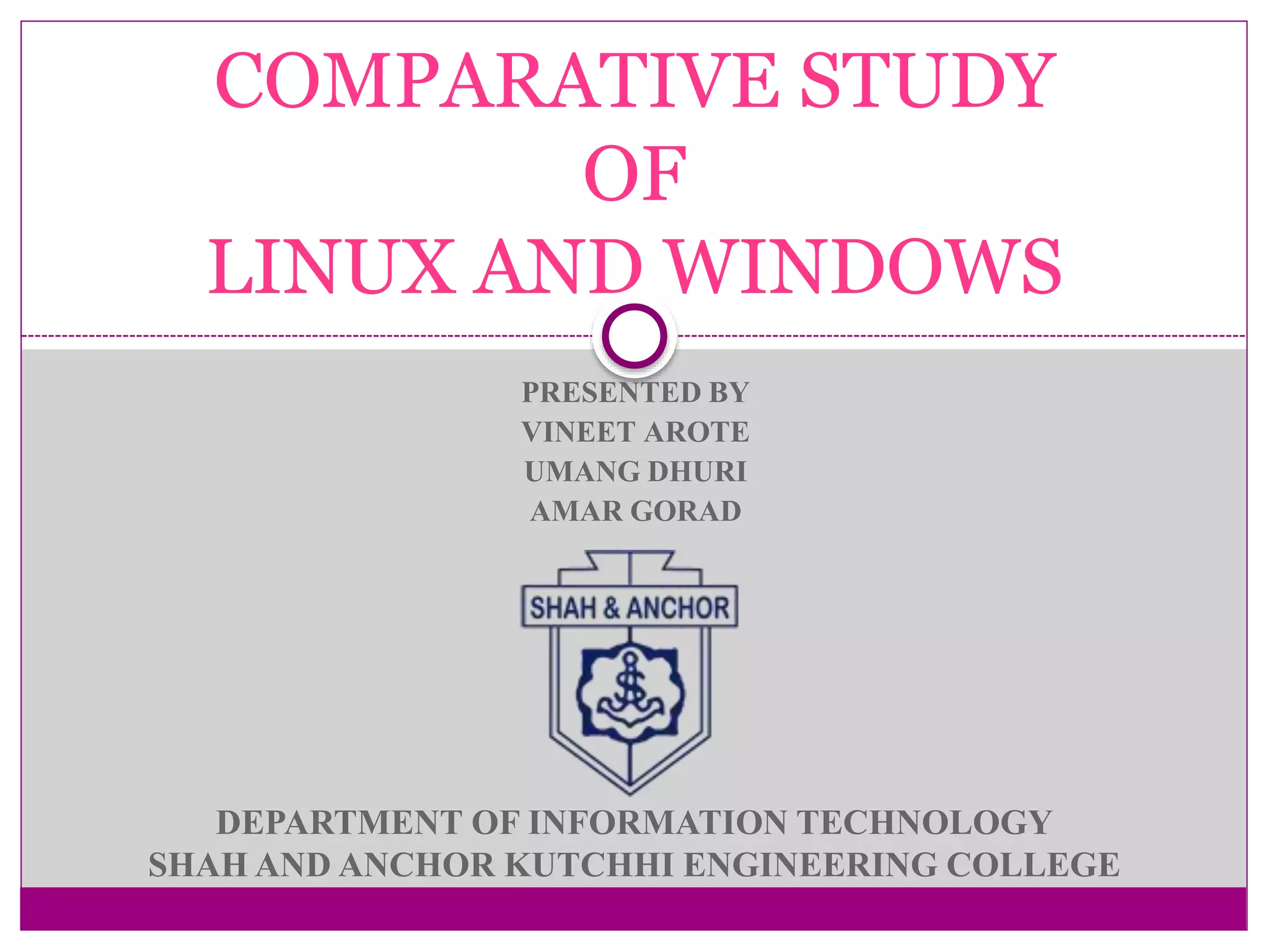 Comparative study of Linux and Windows | PPT
