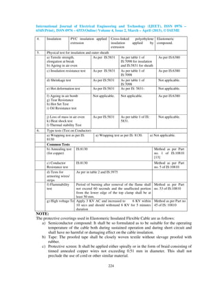 Comparative study of power cables and testing as per indian standards | PDF