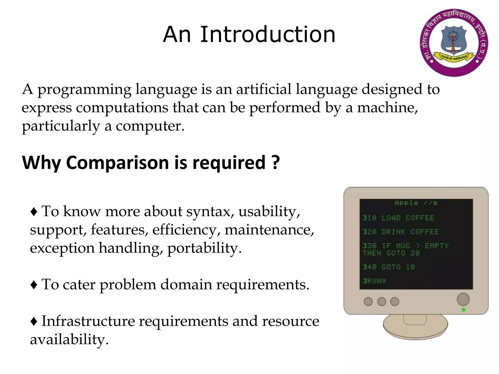 Comparative study of programming languages | PPTX | Programming ...