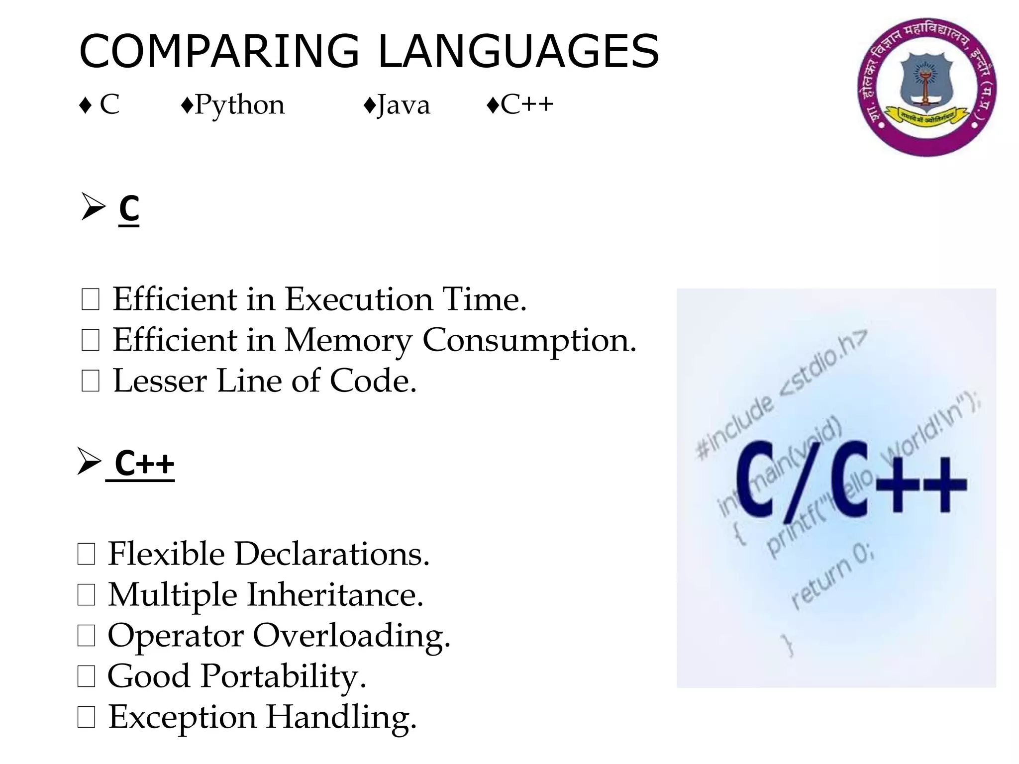 Comparative study of programming languages | PPTX