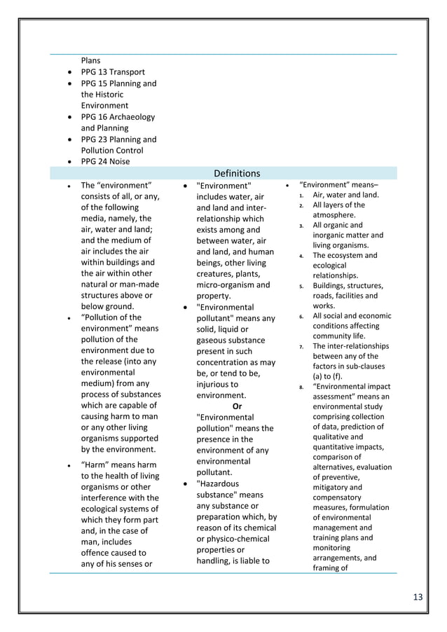 Comparative Study Of UK India Pakistan Environmental Protection Act