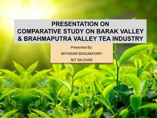 Presented By:
MITHISAR BASUMATARY
NIT SILCHAR
PRESENTATION ON
COMPARATIVE STUDY ON BARAK VALLEY
& BRAHMAPUTRA VALLEY TEA INDUSTRY
 