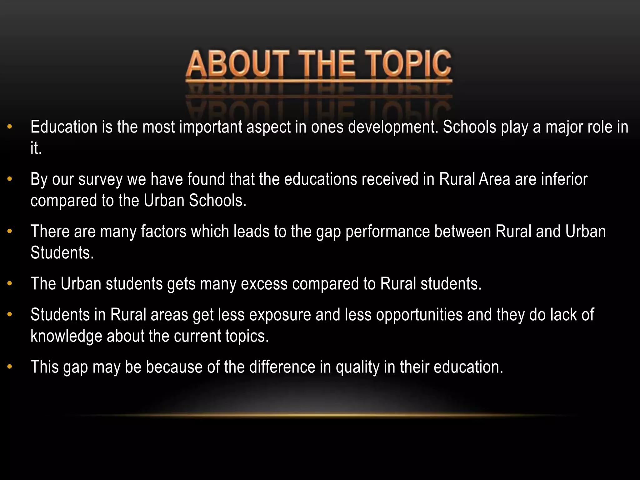 Comparative study on higher education in rural and urban area in ...