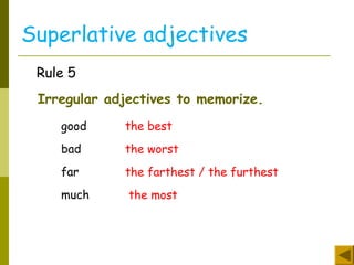 Comparative Superlative como se usan class ingles | PPT